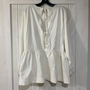 Zara Ruffled Open-Back / Tie-Back Off-White Top